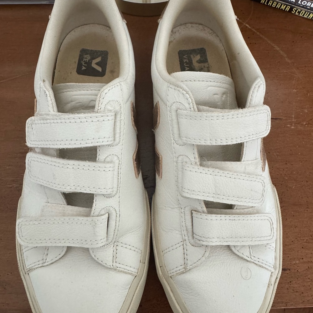 Veja White Velcro Sneakers Minimalist Design